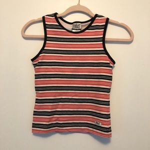 Pink and black striped tank top